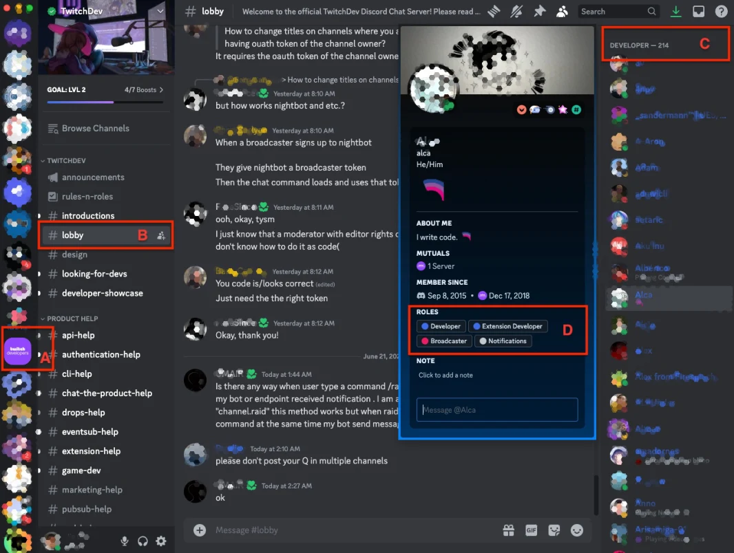 Twitch developer support community